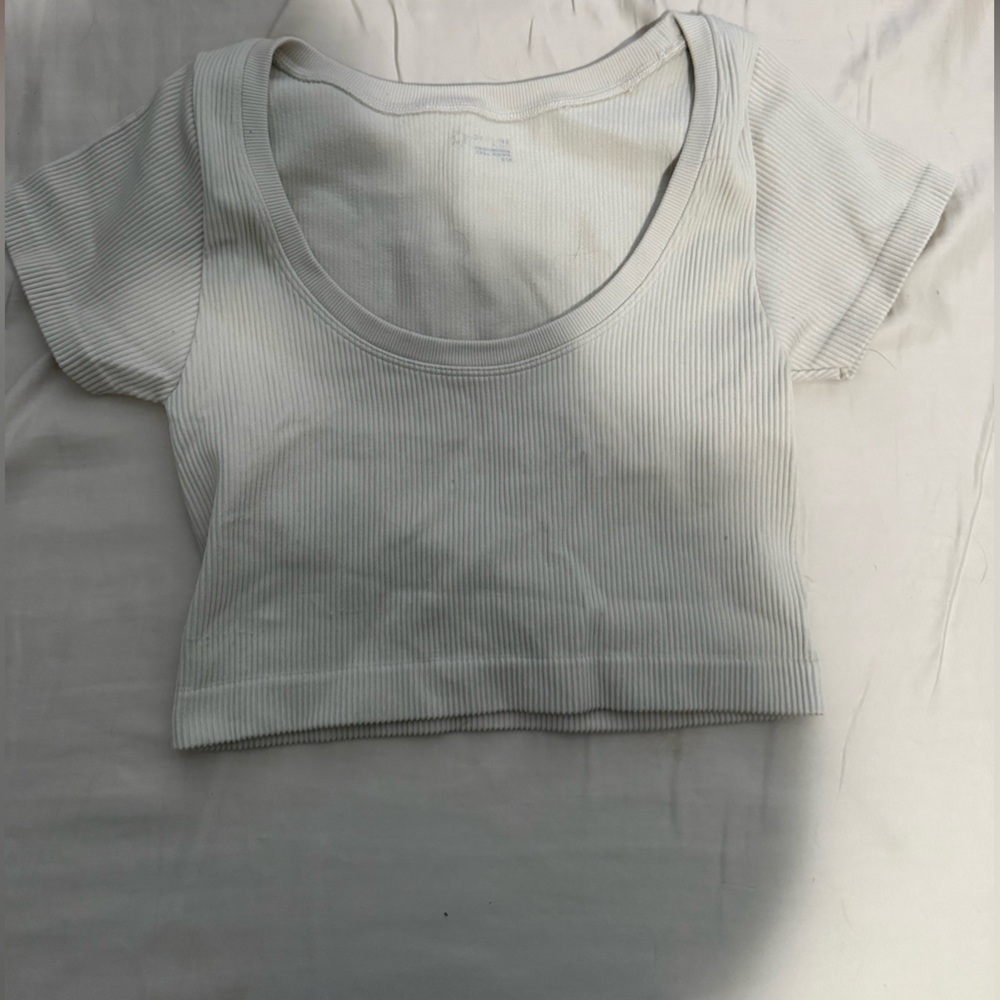 White Ribbed Crop Top